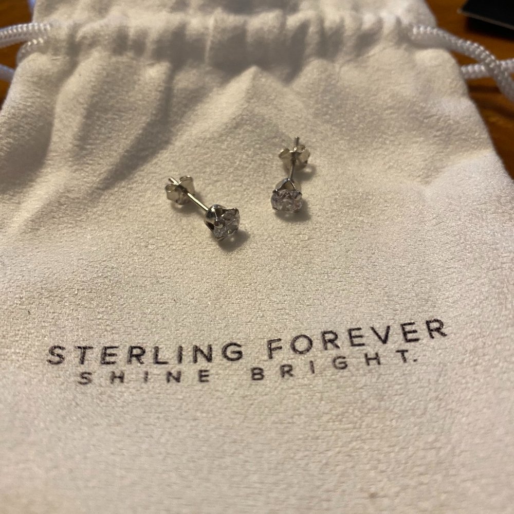 Sterling Forever Cubic Zirconia CZ Stud Earrings
